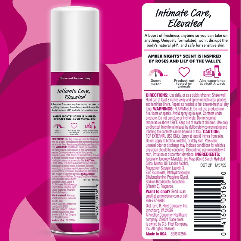 Summer's Eve Amber Nights Daily Refreshing Feminine Spray, 2 oz