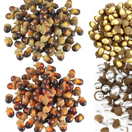 60Pack Artificial Acorns with Natural Acorn Cap Fake Natural Acorns Decoration Mixed 4 colors for Crafts Simulation Mini Acorn for Autumn Thanksgiving Decoration Christmas Tree DIY Wedding House Decor