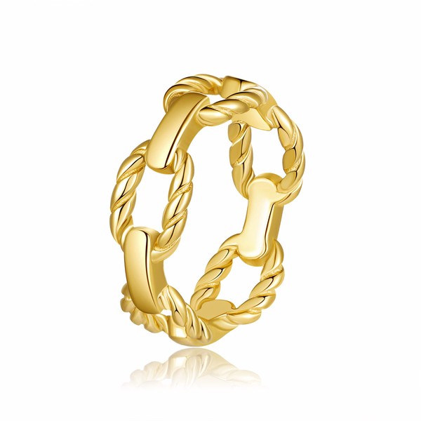 YeGieonr Gold Chain Link Rings for Women, Non-Tarnish Stainless Steel