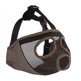 JYHY Short Snout Dog Muzzle- Adjustable Breathable Mesh Bulldog Muzzle for Biting Chewing Licking Grooming Dog Mask,Grey(Eyehole) XL