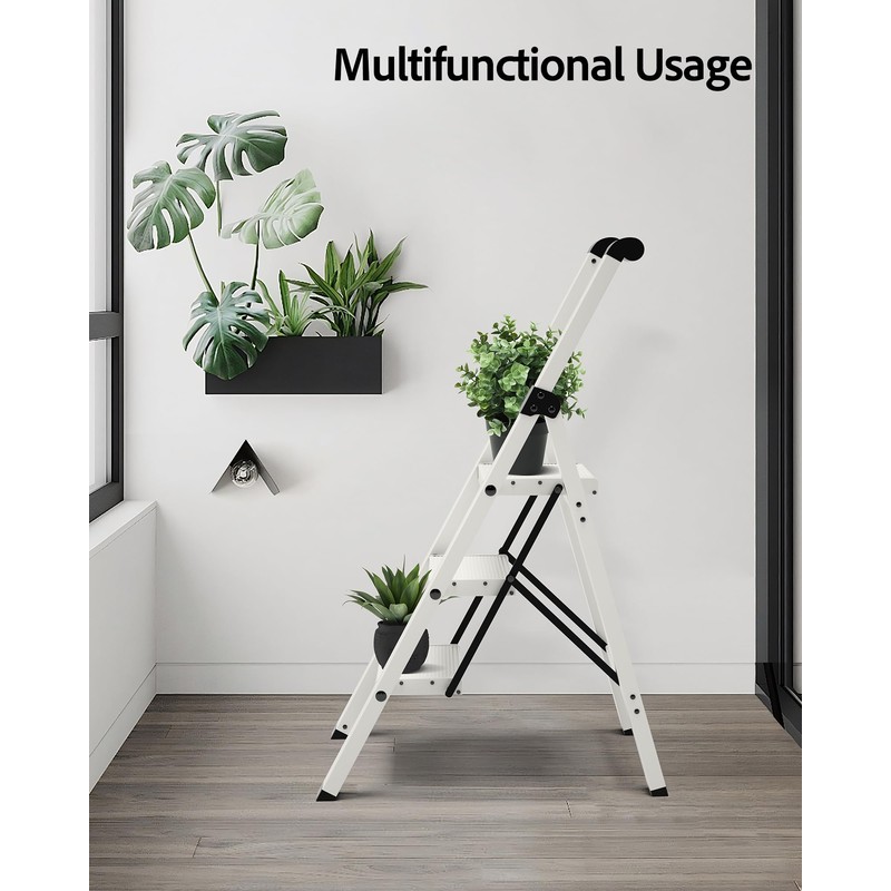 Taranta 3 Step Ladder, Lightweight Aluminum Step Stool with Convenient