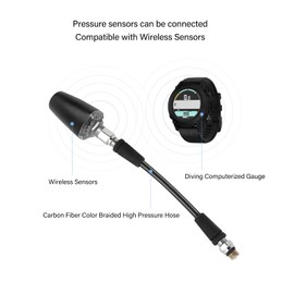 High Pressure Hose, Professional Diving Flexible Braided Hose, Regulator Hose with 7/16‑20UNF Thread, Carbon Fiber Braided & Aluminum Alloy Adapter for Diving (15cm)