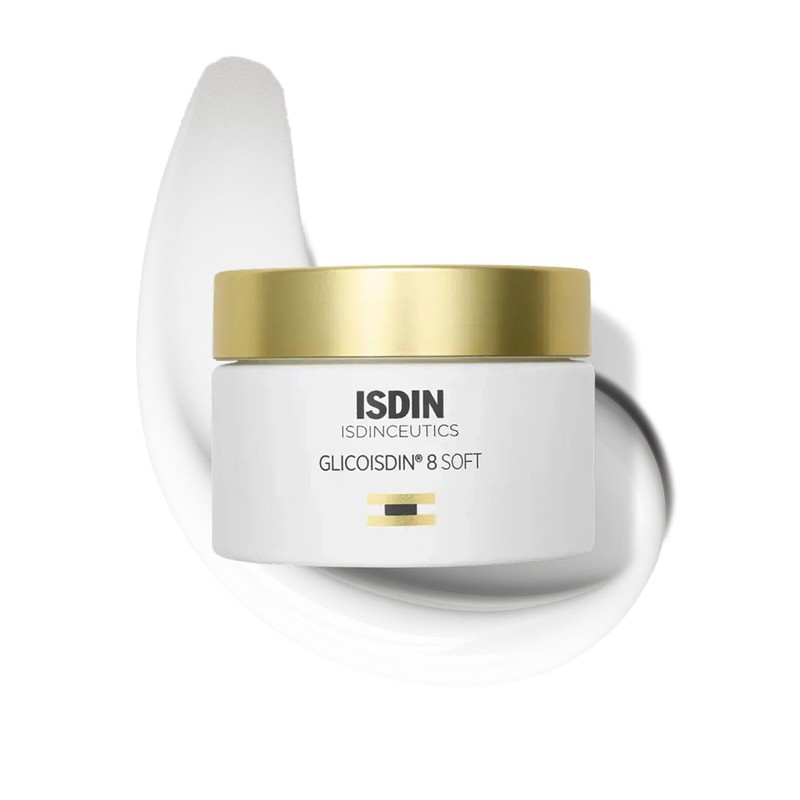 Isdinceutics Glicoisdin 8 Soft, Crema Facial Antiedad con Ácido Glicólico