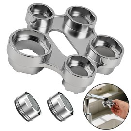 VLYX 10 in 1 Faucet Aerator Removal Tool - Universal Metal Wrench Key with 2PCS M24 Aerators for Replacing Faucet Mount Filters in Home Kitchen & Bathroom