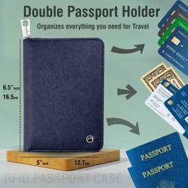 Snazzy Hawk RFID Travel Wallet Passport Holder w/Zipper - Organizer Bag for Travel Documents – Safety Essentials Cover for Men Women