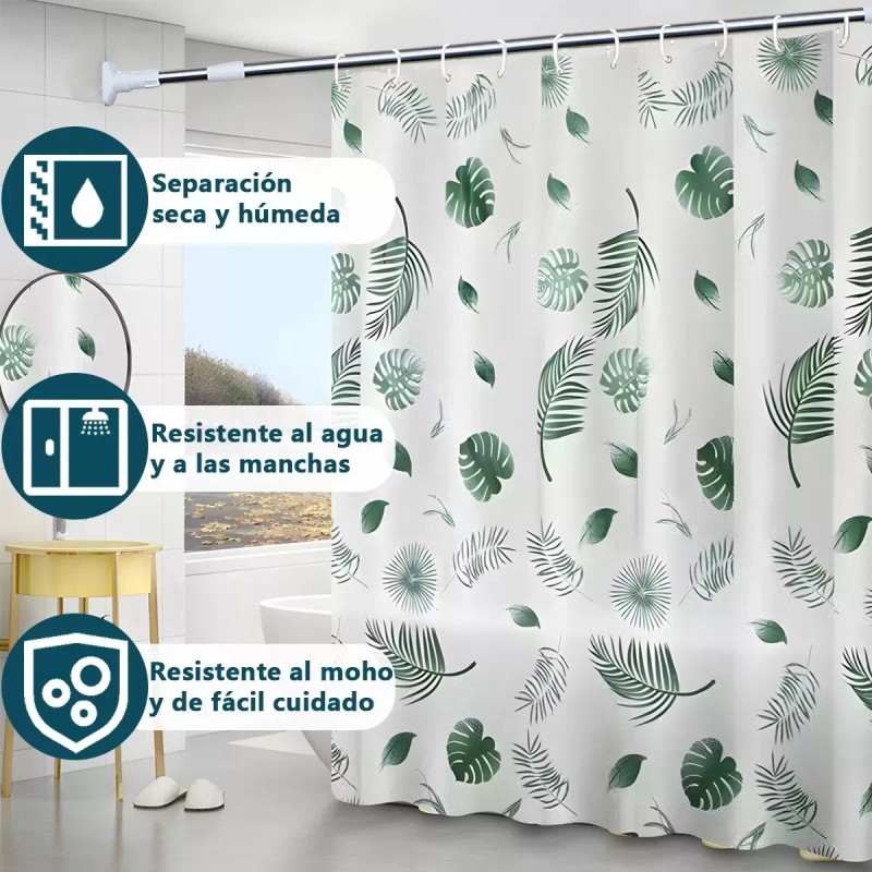 MINI BOXX Cortinas Para Baño Ducha Con Ganchos Impermeable Y