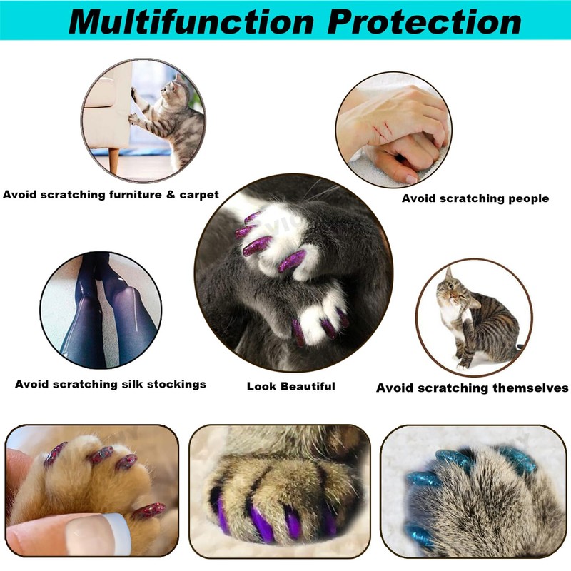 VICTHY 160pcs(16 Colors) Cat Nail Caps Cat Claw Caps Cat