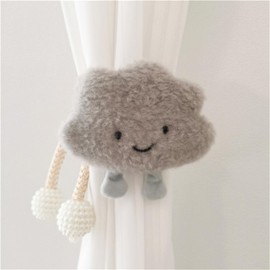 HIRHOEH 2 Pack Cartoon Cloud Curtain Tiebacks for Kids Room Decor Grey