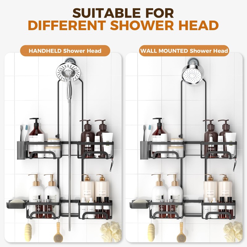 REINHARDT Shower Caddy Hanging for Handheld Showerheads Adjustable Split Shower