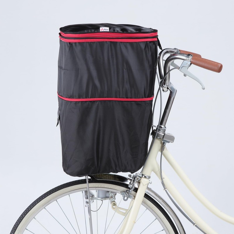 Kawasumi Seisakusyo KW-245BK 2-Tier Front Bike Basket Cover, Double-Sided Zipper,