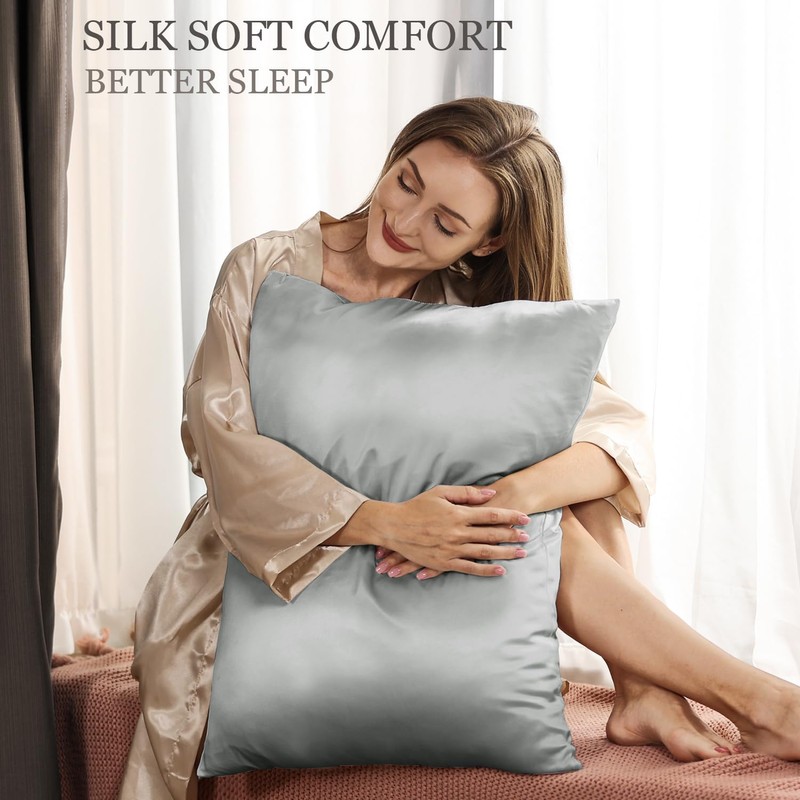 Adubor Silk Pillowcase for Hair and Skin with Hidden Zipper,