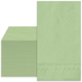 JarThenaAMCS 50Pcs Sage Green Guest Napkins Green Disposable Paper Napkins Dinner Hand Napkin Towel Dessert Beverage Napkins for Wedding Bride Baby Shower One Lucky Duck Party Supplies