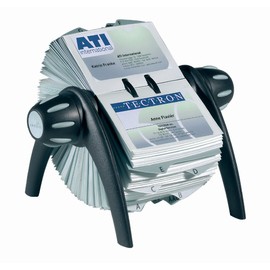 Durable Visifix Flip Rotary Business Card Holder - Includes 200 Pockets for Holding 400 Cards - Includes A-Z Index - Made from Plastic