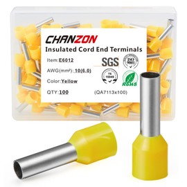 Chanzon 100pcs Wire Ferrule Terminals 10AWG(6.0mm²) Wire E6012 Terminal Ends Pure Copper Color Yellow PP Insulated