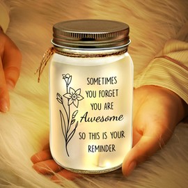 Mason Jar Night Light for Women, Mothers Day Gifts for Mom, Home Decoration Lights, You are Awesome, Christmas Birthday Mothers Day Gifts for Friend Daughter