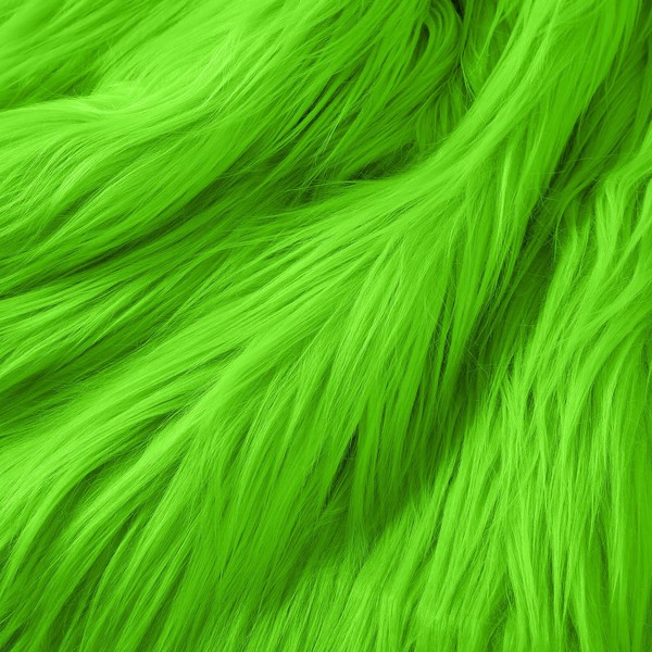 Faux Fur Fabric Christmas Fluffy Fuzzy Craft Shaggy Synthetic Plush Patch Sewing Fur Cuts for DIY Halloween Winter Costume Gnome Beard Miniature Dolls Costume Rugs Mats (Lime,60 x 18 Inch)