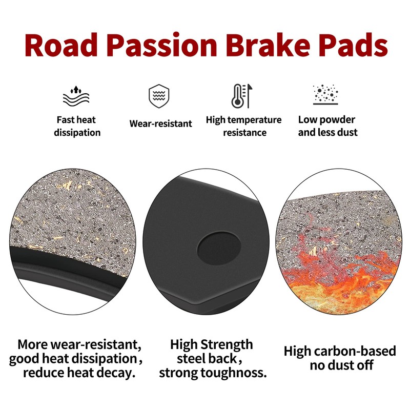 Road Passion Front and Rear Brake Pad Set Replacement for