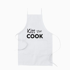 Kiss The Cook Apron With Pockets Custom Design - Personalization - Black or White