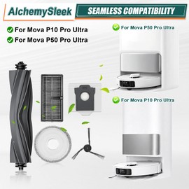 P10 Pro Ultra Accessories Kit for MOVA P10 / P50 Pro Ultra/ P10 Pro Robot Vacuum Cleaner Replacement Parts, 3 Mop Pads, 2 Dust Bags, 2 Side Brushes, 2 HEPA Filters, 1 Main Brush,10Pcs