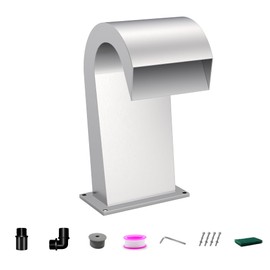 S-Shape Waterfall Spillway Ground Pool Fountain, LONGRUNNEW 304 Stainless Steel Outdoor Water Featur 14.09" x 9.57" x 10.04" for Garden Decor, Landscape Accents & Patio Pond Water Feature-Small