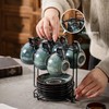 Leijosya 6 sets of 4OZ green coffee cup saucer sets,