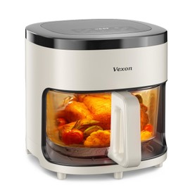 Vexon 6-IN-1 Glass Air Fryer,4.5QT Air Fryer with Viewing Glass Pot, Air Fry, Roast, Reheat, Dehydrate, Air Crisp Technology,Nonstick & Dishwasher Safe Basket,97% Less Oil,Features Digital Timer
