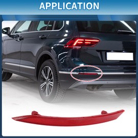A ABSOPRO Bumper Reflector No.3C8945105B Rear Left 11.42"x1.02" Bumper Reflector Side Marker for Volkswagen CC 2008-2012 ABS Red