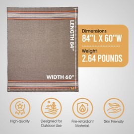 Chubbuck 100% Wool Blanket (60" x 84") - Soft Wool Blanket Camping for Winter - Large Wool Blanket for Camping - Pure Wool Blankets for Cold Weather - Wool Fire Retardant Blanket (Forest)