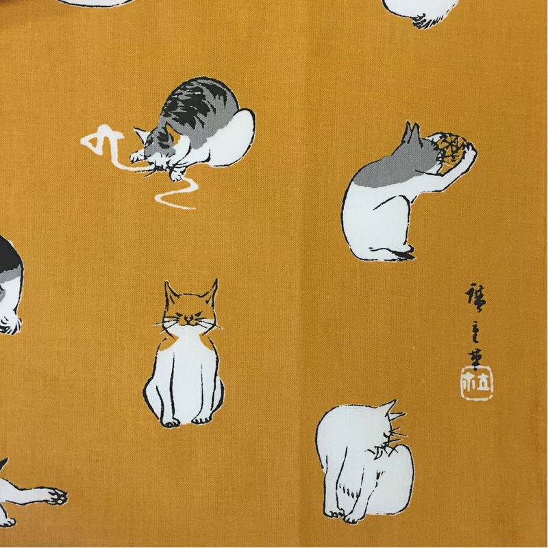 芸艸堂 てぬぐい 広重 猫 橙 T-8