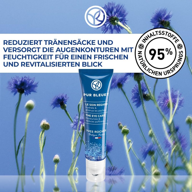Yves Rocher PUR BLEUET Eye Gel Roll-On - Cools and