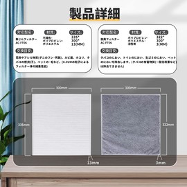 J&H Replacement Filter Set AC-FT06 for Air Purifier, Dust Collector, Deodorizing Filter, Activated Carbon Filter, Pleated Filter Compatible, 1 Set