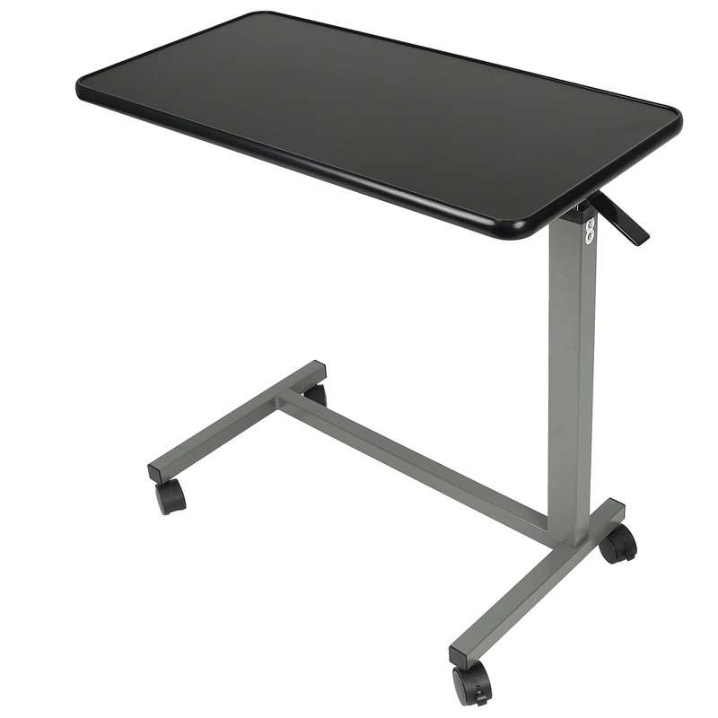 Vaunn Medical Pneumatic Adjustable Overbed Bedside Table with Wheels (Hospital