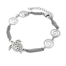 Bungsa Women's Charm Bracelet Turtle Silver 316L Stainless Steel, Stainless Steel