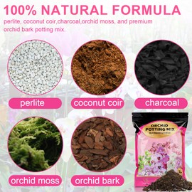 Doter Organic Orchid Potting Mix & Bark Blend 10qt - All Natural, Fast Draining Soil for Phalaenopsis, Dendrobium, Oncidium Plants
