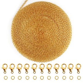 TOAOB Jewelry Making Chains Kit 39 Feet Gold 3x2mm Link Cable Chain Necklace Chains with 100pcs Jump Rings and 30pcs Lobster Clasps for Craft
