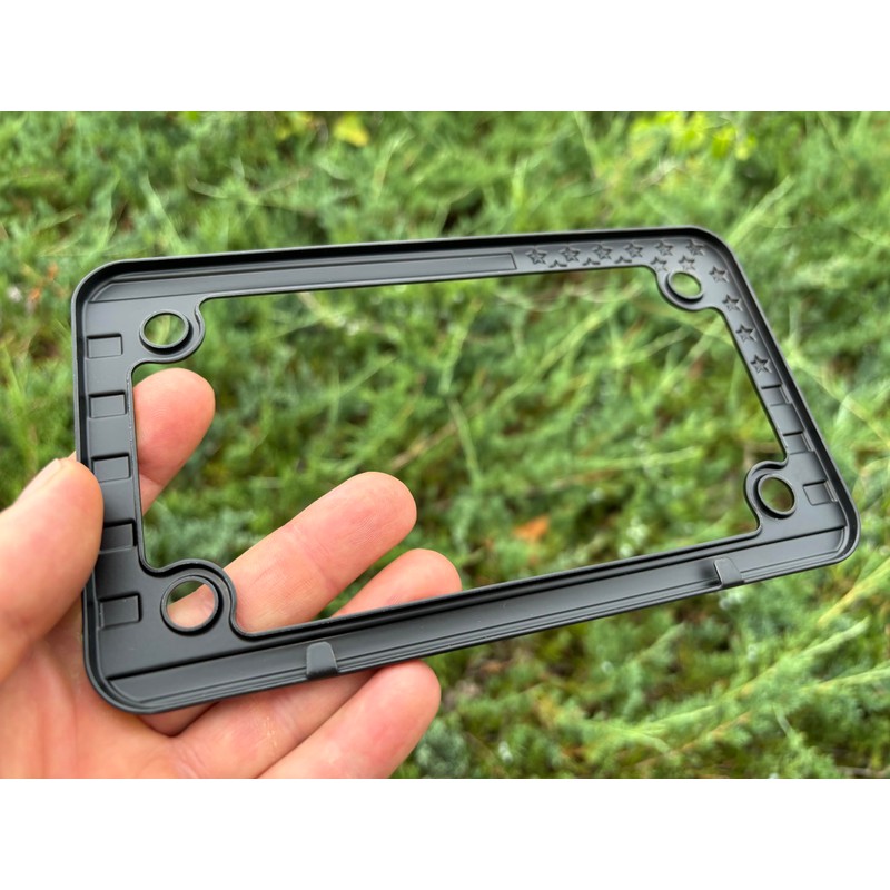 American Flag 3D Embossed Motorcycle Metal License Plate Frame (Gray