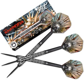 Shot! Gnarly Shredda Steel Tip Dart Set-90% Tungsten Dart Barrels Centre Weighted professional darts for bristle dartboard (26, Grams)