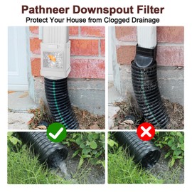 Pathneer 2 Pack Downspout Filter, Leaf Eater Gutter Downspout Screen, Gutter Guard for Debris, Downspout Adapter Fit Both 2''×3'' and 3''×4'' Drainpipe, White