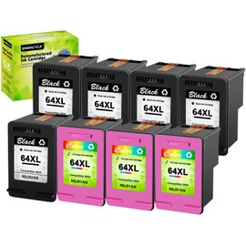 greencycle Remanufactured High Yield Ink Cartridge Replacement for HP 64 XL 64XL N9J91AN N9J92AN Compatible with Envy Photo 7858 7855 7155 6255 7158 7164, Envy 5542 Printer (5 Black, 3 Tri-Color)