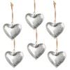 Logbuch-Verlag 6 Small Hearts Silver Christmas Hanging Heart Pendant Wedding Decoration Metal 5.5 cm New Year's Eve