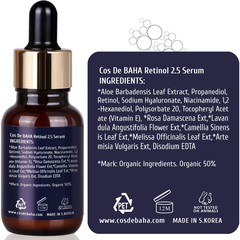 Cos De BAHA Serum Retinol Face Moisturising Cream Against Ageing