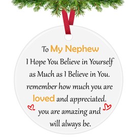 Nephew Christmas Ornaments Nephew Gifts from Uncle Aunt Inspirational Gifts for Nephew Encouragement Ceramic Hanging Ornament Gifts for Nephew Christmas Graduation Birthday Gifts Motivational Gift