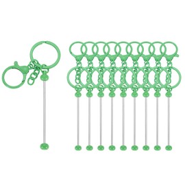 uxcell 10Pcs Beadable Keychain Bars, Metal Beaded Keychain Bars Bulk Blank Creative Cute Key Chain for DIY Craft Jewelry Making Supplies, Green