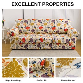 ARNTY Stretch Sofa Covers for 1/2/3 Cushion Sofa Furniture Slipcovers with Improved Thicker Jacquard Fabric (Flower Vines, 1 Cushion Chair Sofa Covers)