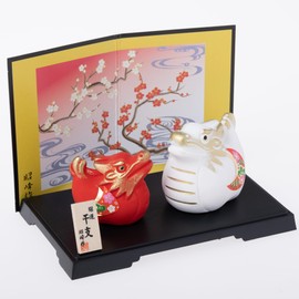 Seto Pottery Sha 2024 Zodiac Figurine Figurine Compact Dragon Dragon Tatsu New Year Decoration Red and White Tatsuyako Small Shoho Kiln 111