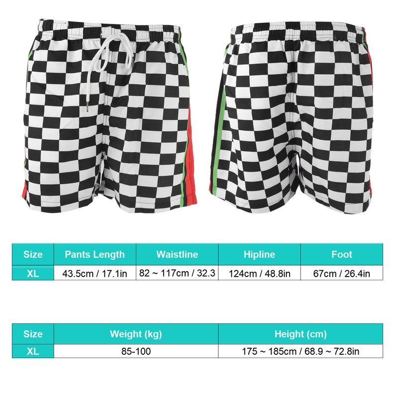 Summer Breathable Beach Shorts Men Black White Plaid Fashionable Casual