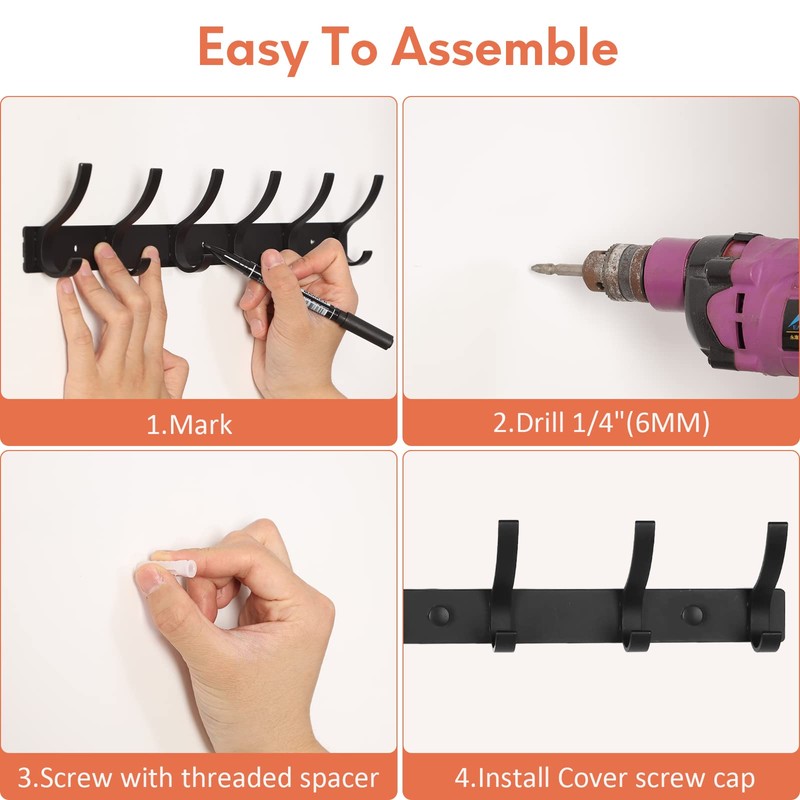 Optish 2 Pack Coat Rack Wall Mount, Coat Hooks Wall