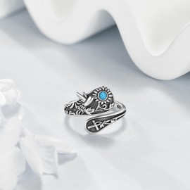 Hummingbird Spoon Ring 925 Sterling Silver Adjustable Antique Spoon Ring Thumb Ring for Women Hummingbird Flower Jewellery