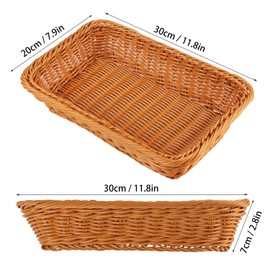 4 PCS 12 Inch Wicker Bread Basket, Woven Serving Basket, Tabletop Food Serving Basket for Restaurant, Bakery, Family Party, Hotel Serving, Fruits, Vegetables and Snacks, Brown, by GNIEMCKIN