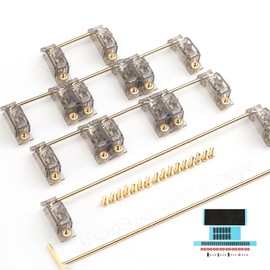 Stabilizers Keyboard PCB Mount Screw in Stabilizers 2u 6.25u 7u Spacebar Stabilizer Gold Plated Wires Smokey Translucent with Stabs Film Stickers (7*2u 1*6.25u 1*7u, Smokey)